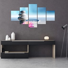 Obraz piesku, ľalie a spa kameňov (125x70 cm), 40 ďalších rozmerov