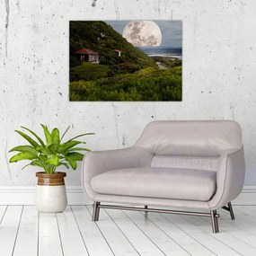 Obraz krajiny s mesiacom (70x50 cm)