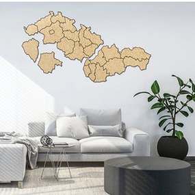 Veľká drevená mapa Slovensko a Česko | SENTOP M011