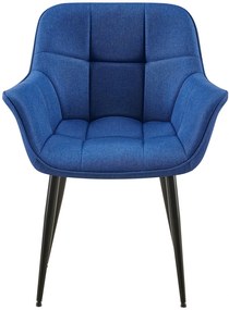 Stolička s podrúčkami Roseville - látka, nohy čierny kov - Modrá