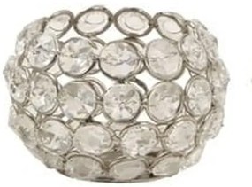 Kovový svietnik vyplnený sklíčkami Crystal - Ø 6 * 6 cm
