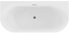 Mexen Sella, voľne stojaca vaňa ku stene, drážkovaná, 170 x 80 cm, biela matná, brúsený grafit, 52711708001-66