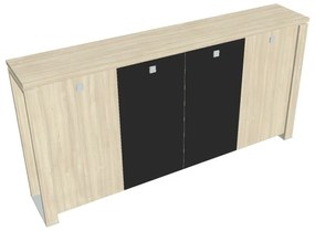 Stredná šatníková skriňa Verno+ 260 x 46 x 130 cm, kombinované dvere, agát / čierna