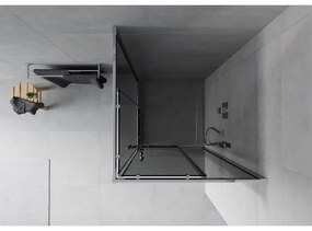 Mexen Rio, štvorcový sprchovací kút s posuvnými dverami 90(dvere) x 90(dvere) x 190 cm, 6mm šedé sklo, chrómový profil, 860-090-090-01-40