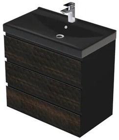 Kúpeľňová skrinka s umývadlom SAT Cube Way 80x76,5x46 cm dub wellington mat CUBE3D46803ZHVERB, 1 ks