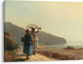 Obraz - Camille Pissarro, Two Women Chatting by the Sea, St. Thomas, reprodukcia (70x50 cm)