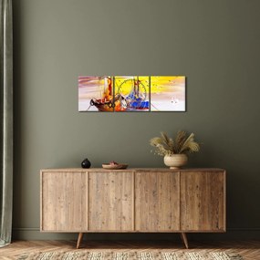 Obraz - Maľba loďou (s hodinami) (90x30 cm)
