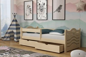 Detská posteľ z masívu borovice PINOCCHIO so šuplíkmi - 200x90 cm - PRÍRODNÁ BOROVICA
