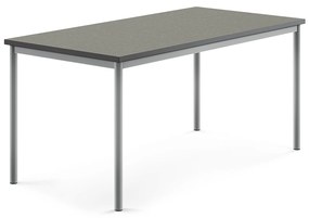 Stôl SONITUS, 1600x800x720 mm, linoleum - tmavošedá, strieborná