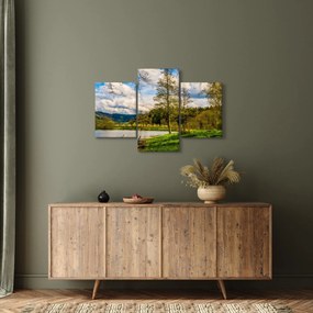 Obraz loďky pri jazere (90x60 cm)