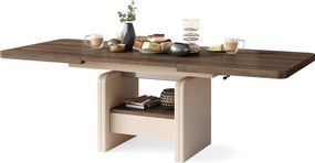 Konferenčný stolík LEXUS, rozkladací, s funkciou zdvíhania dosky, hnedý dub / béžový