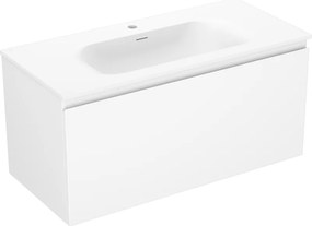 Mexen Orio, kúpeľňová skrinka 100 cm s umývadlom Vela, 1 zásuvka, biela matná, 91A10-10047-1-BF01-W23M01