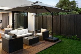 Štýlový sivý slnečník MINI ROMA 2,5 × 2,5 m
