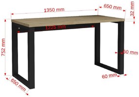 PISACÍ STÔL CASIMIR DUB ARTISAN + ČIERNY 135 cm