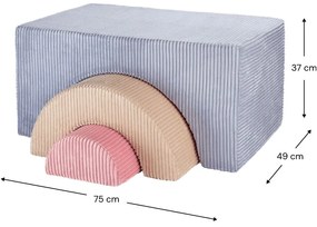 Modré menčestrové penové ihrisko 75x49x37 cm Rainbow Montessori – Wigiwama