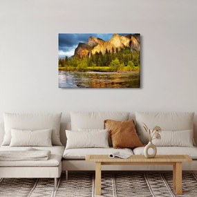 Obraz - Skaly pri jazere (90x60 cm)