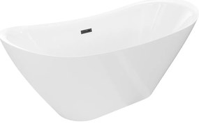 Mexen Lotos, voľne stojaca vaňa 180 x 75 cm, biela, čierny prepad, 52051807700-70