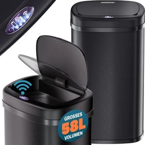 Bezdotykový Jumbo odpadkový kôš 58l čierna DC kábel zdarma