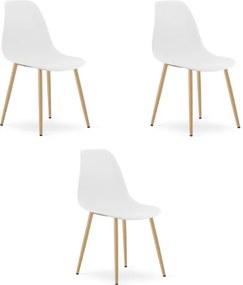 Set troch jedálenských stoličiek WAT biely - naturálne nohy (3 ks)