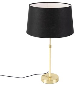 Stolová lampa zlatá / mosadz s čiernym ľanovým tienidlom 35 cm - Parte