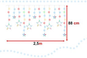 IKO Vianočné svetielka 138 LED, 2,5m hviezdičky – viacfarebné