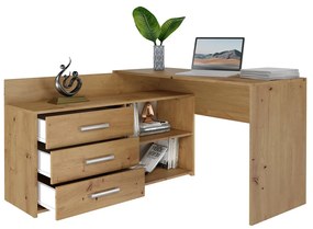 Rohový písací stôl + komoda DANY ľavý dub artisan