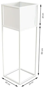 KOVOVÝ KVETINÁČ SO STOJANOM PLAIN 70X24 CM BIELA
