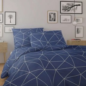 Kvalitex Bavlnené obliečky Nordic Grid modrá, 200 x 200 cm, 2 ks 70 x 90 cm