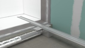 Hansgrohe RainDrain Compact, úplná sada sprchového žľabu 700 pre plochú inštaláciu, kartáčovaná nerezová oceľ, HAN-56164800