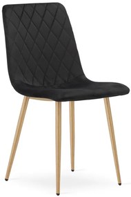 Set dvoch jedálenských stoličiek TURIN zamatové, čierne / hnedé nohy (2 ks)