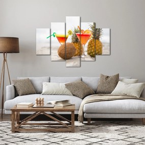 Obraz ananásov a pohárov na pláži (150x105 cm)