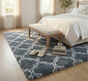 TZ Sivo-modrý vzorovaný koberec shaggy Decor Latern Rozmer: 100x150 cm