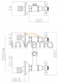 Invena Roma, sprchová batéria s ručnou sprchovou sadou, chrómová, INV-BN-21-00S-L