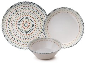 12-dielna pestrofarebná jedálenská súprava z porcelánu