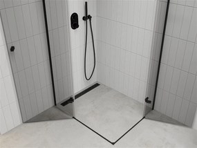 Mexen Roma Duo, sprchovací kút 90 (dvere) x 80 (dvere) cm, 6mm číre sklo, čierny profil, 854-090-080-70-00-02