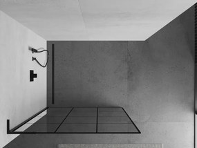 Mexen Kioto L, sprchová zástena Walk-In 120 x 200 cm, 8mm číre sklo čierny vzor, čierny profil, 800-120-103-70-77