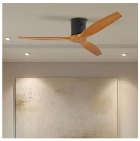 ZEVENTI - Stropný ventilátor SPELLO Wi-Fi Tuya čierna/dub + diaľkové ovládanie