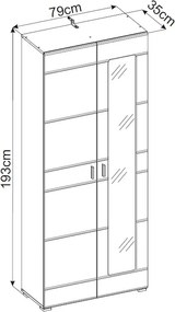 Vysoká vitrína Enrique, biely lesk