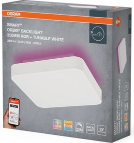 OSRAM OSRAM, ORBIS BACKLIGHT stropné svietidlo, 350x350mm, WIFI RGB + stmievateľné, OSRAM, 2800lm, 28W, IP20, biela, AC314090255
