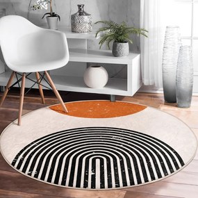 Oranžovo-krémový prateľný okrúhly koberec vhodný pre robotické vysávače ø 120 cm Comfort – Mila Home