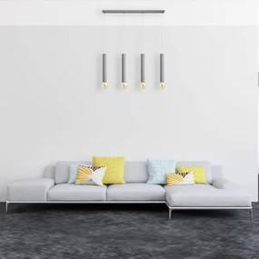 Luster na lanku TUBA 4xE27/15W/230V šedá