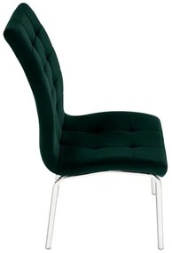 Kondela Jedálenská stolička, smaragdová Velvet látka/chróm, GERDA NEW