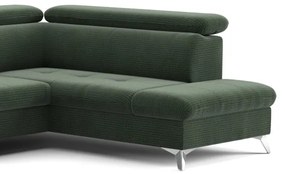 Rozkladacia rohová sedačka do U CATANIA pravá zelená s úložným priestorom