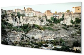 Sklenený obraz Španielsko Obec stromy 100x50 cm