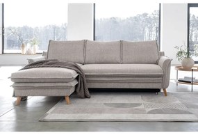 Sivobéžová rozkladacia/s úložným priestorom rohová pohovka (ľavý roh/s leňoškou) Charming Charlie – Miuform