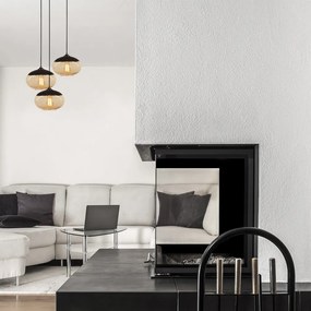 Závesné svietidlo v okrovo žltej a čiernej farbe so skleneným tienidlom ø 50 cm Camini – Opviq lights