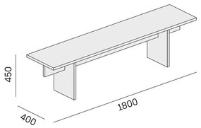 Lavica SOLID, 1800 x 400 x 443 mm, dub prírodný
