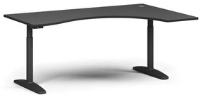 Výškovo nastaviteľný stôl OBOL, elektrický, 675-1325 mm, ergonomický pravý, doska 1800x1200 mm, čierna zaoblená podnož, grafit