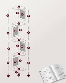 5-poschodová rohová polica, polica na knihy s polyratanovými stranami, svetlá béžová