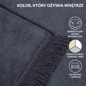 BAVLNENÁ DEKA BAT 150X200 CM ANTRACITOVÁ